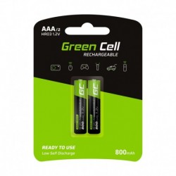 Green Cell Rechargeable Batteries 2x AAA HR03 800mAh