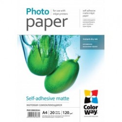 Fotopapir colorway mat selvklæbende 120 g / m², a4, 50 ark (pms1208050a4)