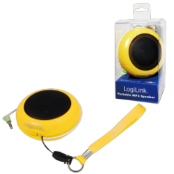 Logilink portable lithium ion battery powered speakers yellow