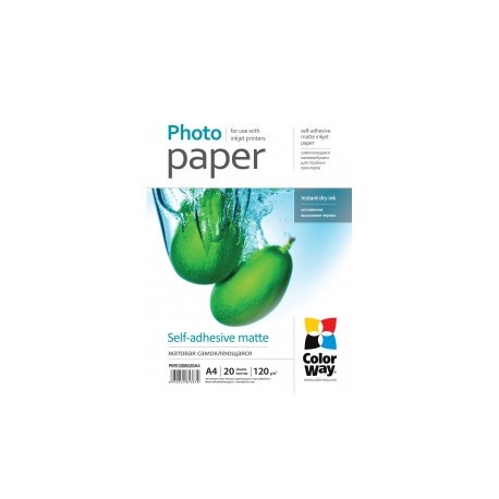 Fotopapir colorway mat selvklæbende 120 g / m², a4, 20 ark (pms1208020a4)