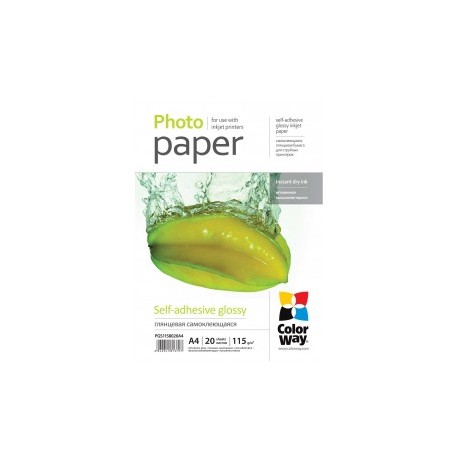 Fotopapir colorway blankt selvklæbende 115g / m², a4, 20 stk. (pgs1158020a4)
