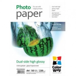 Fotopapir colorway dual-side høj glans 220 g / m², a4, 50 ark (pgd220050a4)