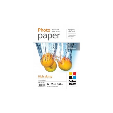 Fotopapir colorway høj blankt 240 g / m², a4, 20 ark (pg240020a4)